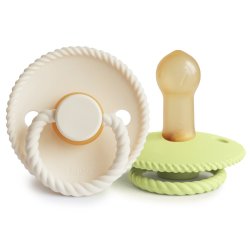 FRIGG Rope - Round Latex 2-Pack Pacifiers - Cream/Green Tea 