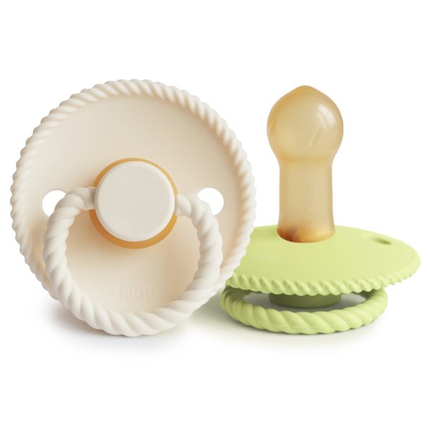 FRIGG Rope - Round Latex 2-Pack Pacifiers - Cream/Green Tea 