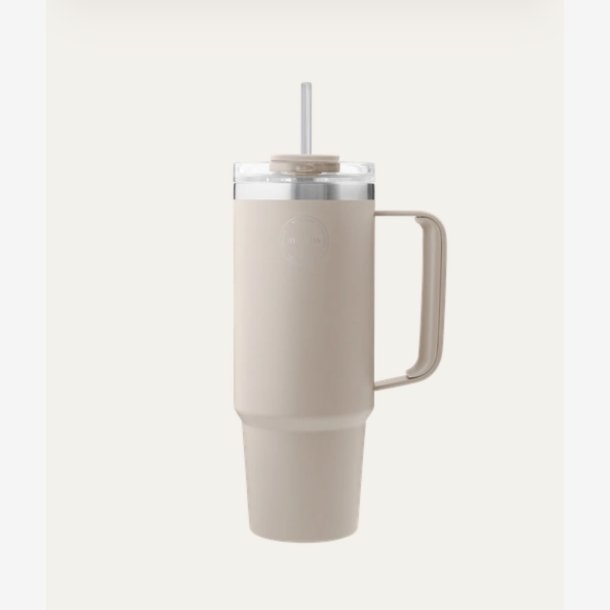 Termokop med suger�r - Creme Beige