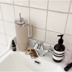 Termokop med suger�r - Creme Beige