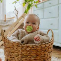 FRIGG Rope - Round Latex 2-Pack Pacifiers - Cream/Green Tea - Size 2