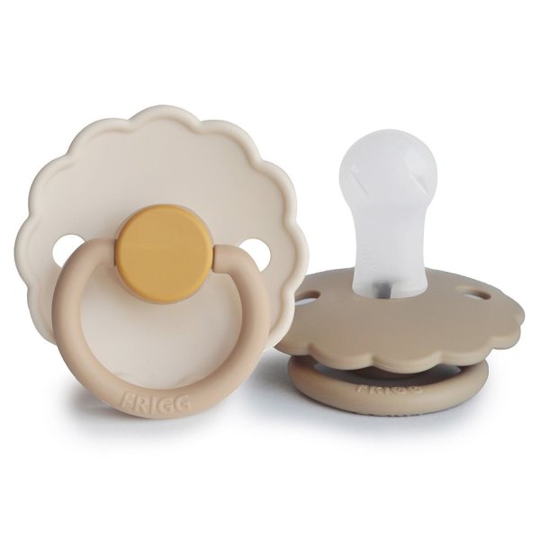 FRIGG Daisy - Round Silicone 2-Pack Pacifiers - Chamomile/Croissant 